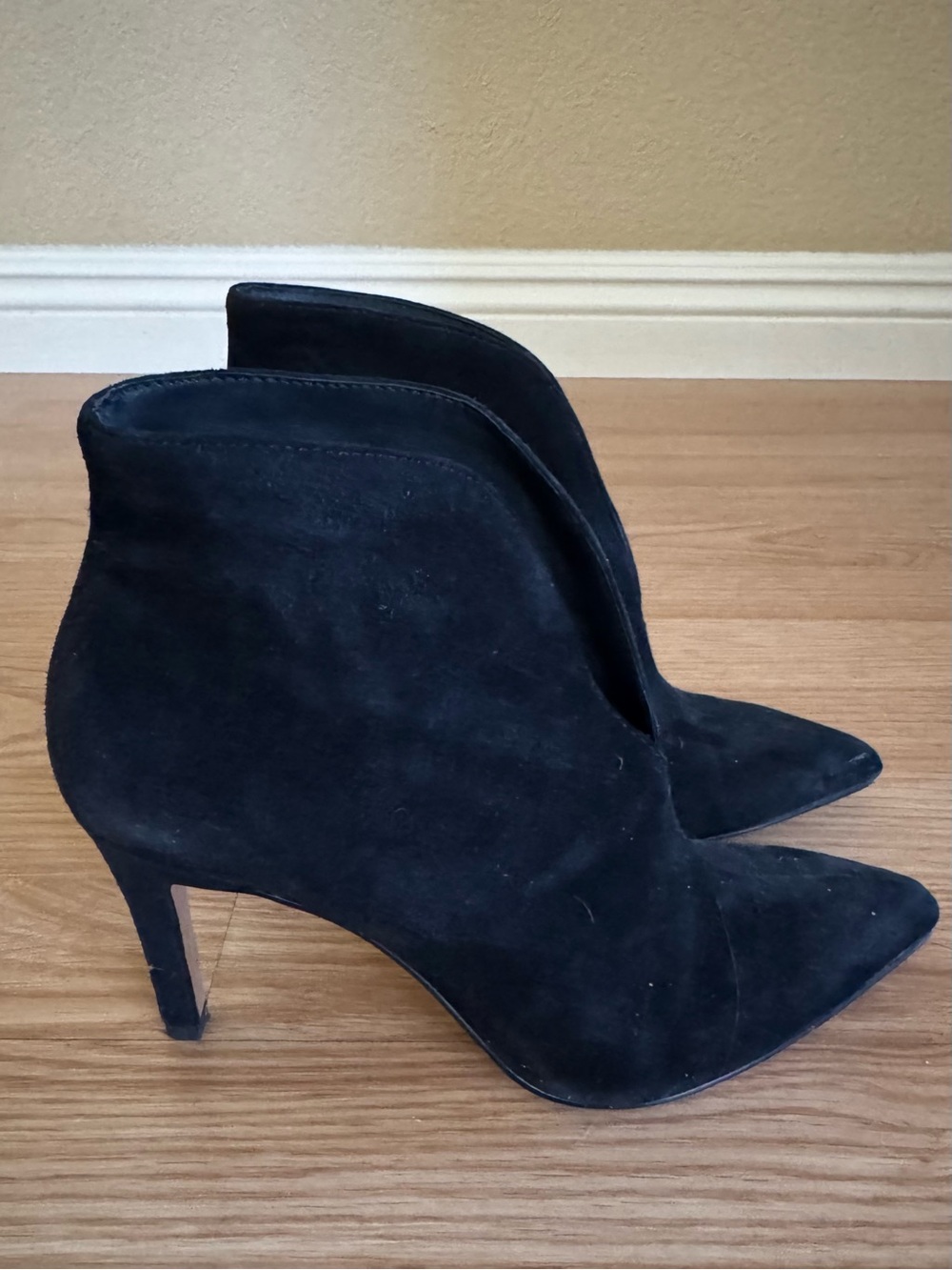 & Other Stories Black Suede Pointed Ankle Booties
